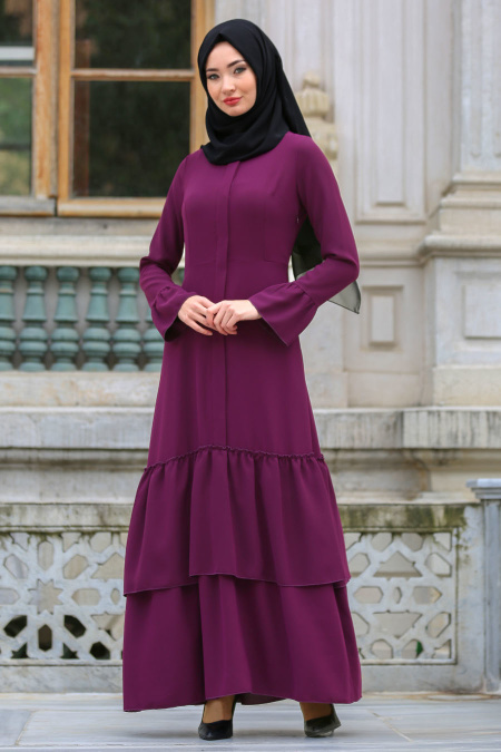 Tuay - Plum Color Hijab Dress 2451MU