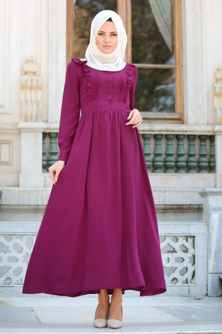 Tuay - Plum Color Hijab Dress 7104MU