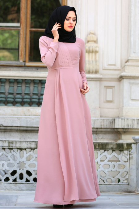 Tuay - Powder Pink Hijab Dress 2334PD