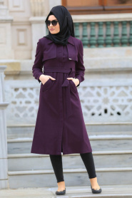 Tuay - Purple Hijab Coat 2063MOR - Thumbnail