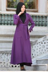 Tuay - Purple Hijab Coat 7132MOR - Thumbnail
