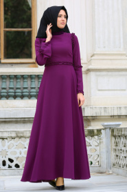Tuay - Purple Hijab Dress 2432MOR - Thumbnail