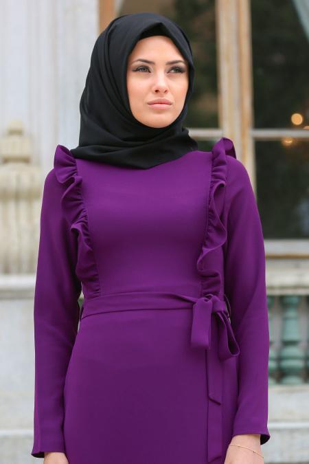 Tuay - Purple Hijab Dress 7204MOR - 2
