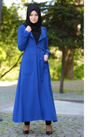 Tuay - Sax Blue Hijab Coat 7132SX - Thumbnail