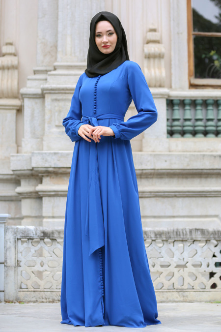 Tuay - Sax Blue Hijab Dress 2379SX