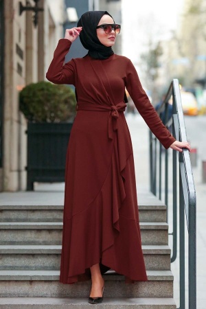 Tuile Foncé - Neva Style - Robe CroisEe - 4041KKRMT - 1