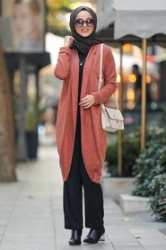 Tuile - Neva Style - Cardigen En Tricot Hijab - 12054KRMT - Thumbnail