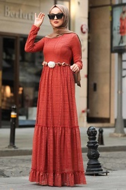 Tuile - Neva Style - Manteau Hijab - 1390KRMT - Thumbnail