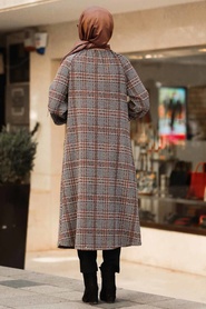 Tuile - Neva Style - Manteau Hijab- 7537KRMT - Thumbnail