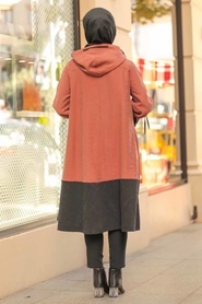 Tuile - Neva Style - Manteau Hijab - 8836KRMT - Thumbnail