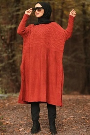 Tuile -Neva Style - Poncho en tricot hijab - 6741KRMT - Thumbnail