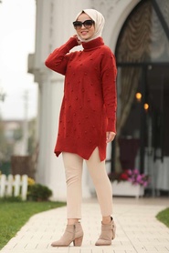 Tuile - Neva Style - Pull En Maille Hijab - 15709KRMT - Thumbnail