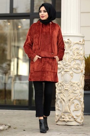 Tuile - Neva Style - Robe En Velours Tunique - 41411KRMT - Thumbnail