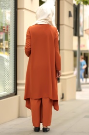 Tuile- New Kenza - Nayla Collection Robe Hijab 51131KRMT - Thumbnail