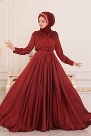 Tuile - Tesettürlü Abiye Elbise - Robe de Soirée Hijab - 1418KRMT - Thumbnail