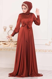 Tuile - Tesettürlü Abiye Elbise - Robe de Soirée Hijab - 1420KRMT - Thumbnail