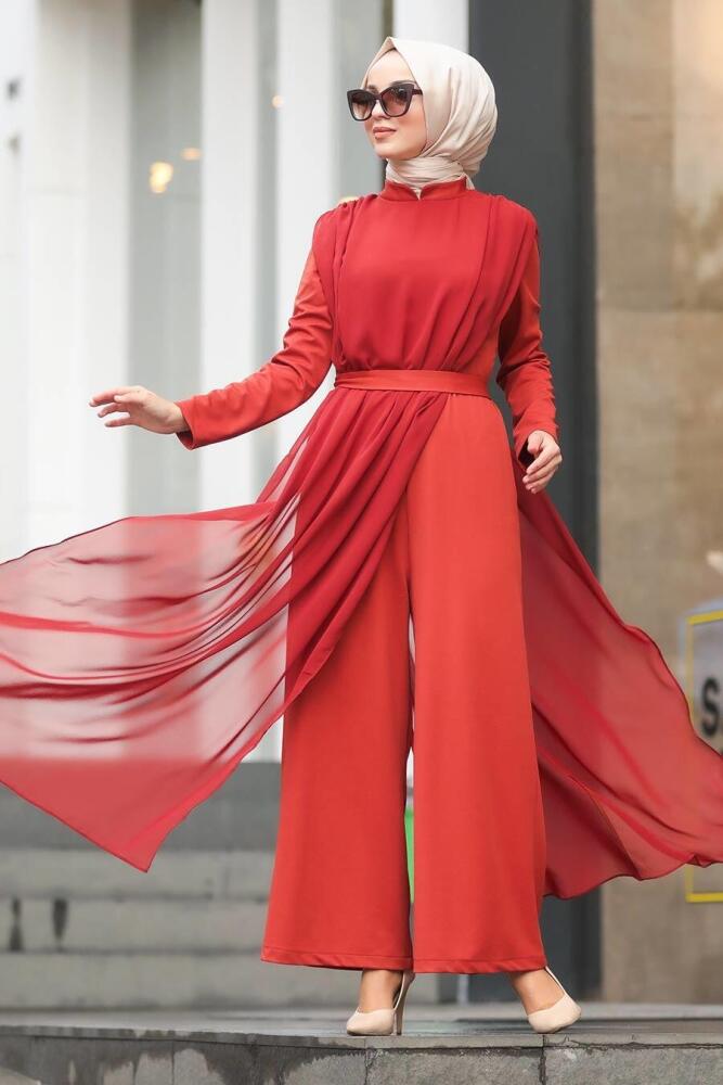 Tuile - Tesettürlü Abiye Elbise - Robe de Soirée Hijab - 51182KRMT - 1