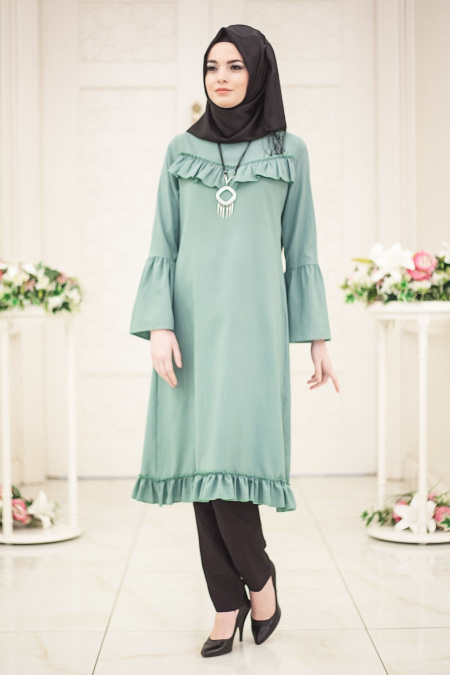 Tunic - Almond Green Hijab Tunic 52210CY
