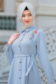 Tunic - Baby Blue Hijab Tunic 52330BM - Thumbnail