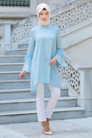 Tunic - Baby Blue Hijab Tunic 52440BM - Thumbnail