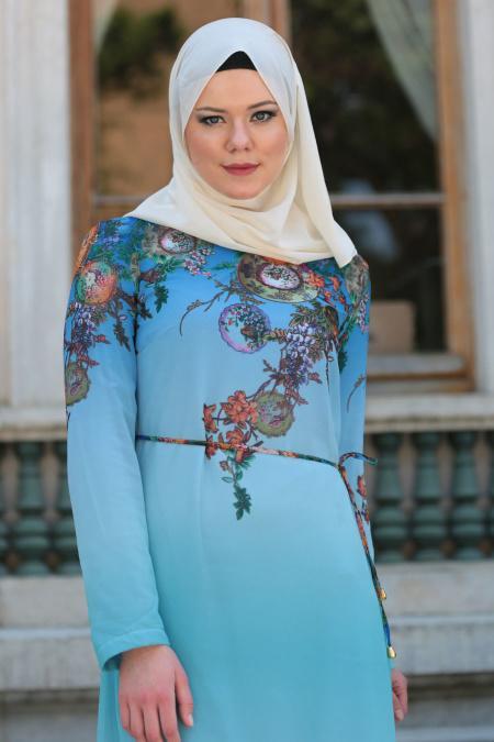 Tunic - Baby Blue Hijab Tunic 52590BM - 3