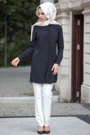Tunic - Black Hijab Tunic 3019S - Thumbnail