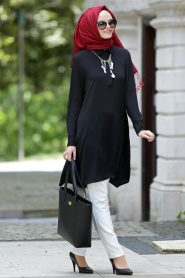 Tunic - Black Hijab Tunic 5046S - Thumbnail