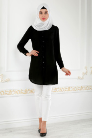 Tunic - Black Hijab Tunic 5073S - Thumbnail