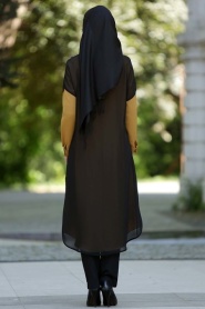 Tunic - Black-Mustard Hijab Tunic 3017HR - Thumbnail