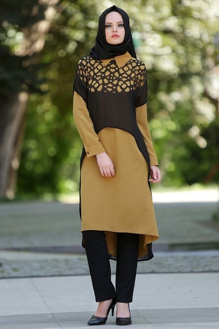Tunic - Black-Mustard Hijab Tunic 3017HR