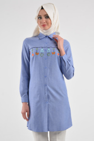 Tunic - Blue Hijab Tunic 3032M - Thumbnail