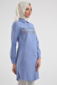 Tunic - Blue Hijab Tunic 3032M - Thumbnail