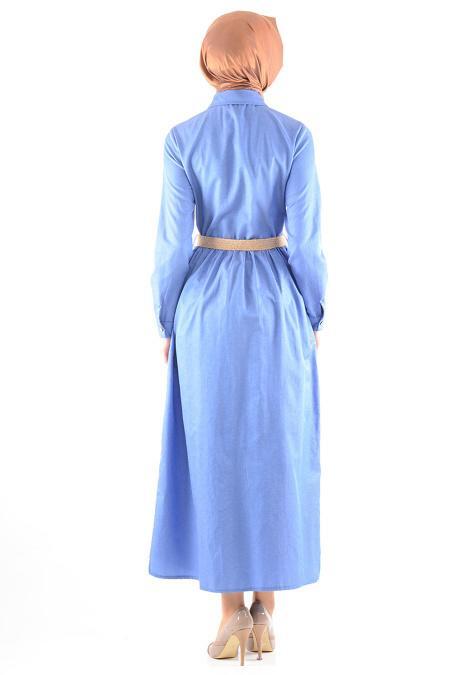 Tunic - Blue Hijab Tunic 6158M - 3