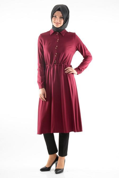 Tunic - Claret Red Hijab Tunic 6183BR - 2