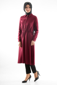 Tunic - Claret Red Hijab Tunic 6183BR - Thumbnail