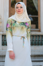 Tunic - Ecru Hijab Tunic 52590E - Thumbnail