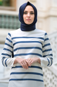 Tunic - Navy Blue Hijab Tunic 5035L - Thumbnail