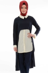 Tunic - Navy Blue Hijab Tunic 6094L - Thumbnail