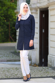 Tunic - Navy Blue Hijab Tunic 6115L - Thumbnail