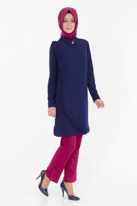 Tunic - Navy Blue Hijab Tunic 6151L - 2