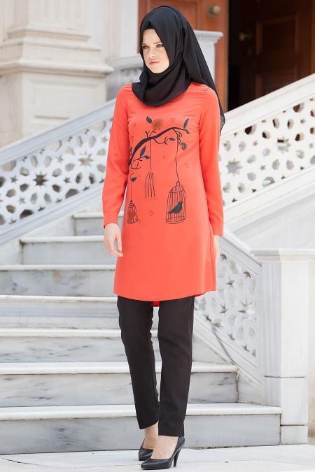 Tunic - Orange Hijab Tunic 3028T - 2