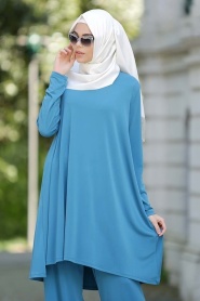 Tunic - Petrol Blue Hijab Tunic 5060PM - Thumbnail