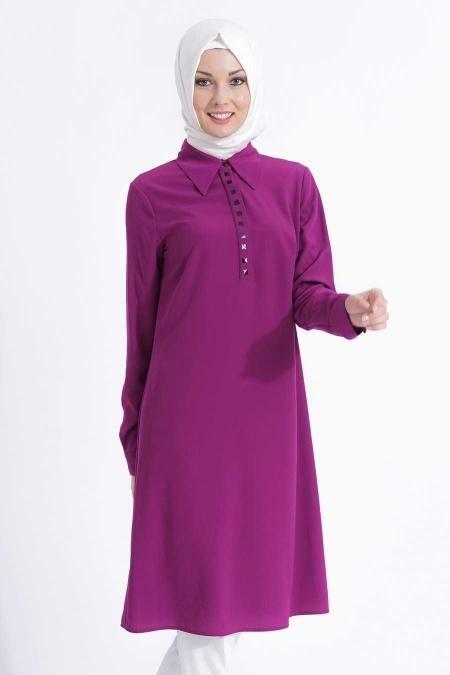 Tunic - Plum Color Hijab Tunic 6079MU - 1