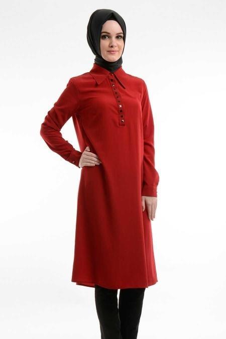 Tunic - Red Hijab Tunic 6079K - 2