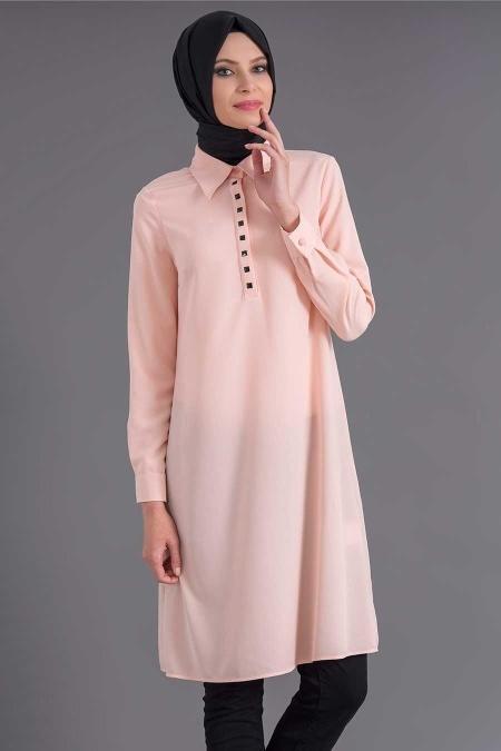 Tunic - Salmon Pink Hijab Tunic 6079SMN - 1