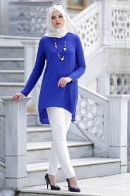 Tunic - Sax Blue Hijab Tunic 5041SX - Thumbnail