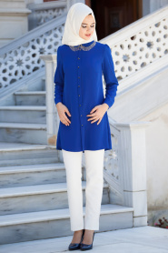 Tunic - Sax Blue Hijab Tunic 5073SX - Thumbnail