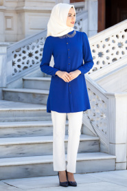 Tunic - Sax Blue Hijab Tunic 5073SX - Thumbnail