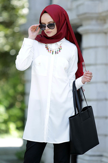 Tunic - White Hijab Tunic 3019B