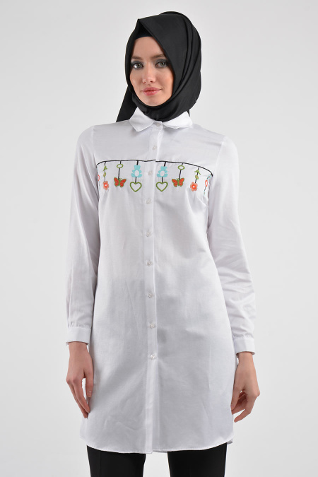 Tunic - White Hijab Tunic 3032B